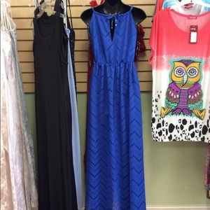 Royal Blue Chevron Halter Jumpsuit with Dramatic Over-Skirt